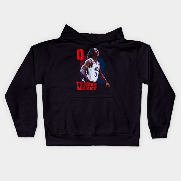 Tyrese Maxey || 0 Kids Hoodie by Aloenalone